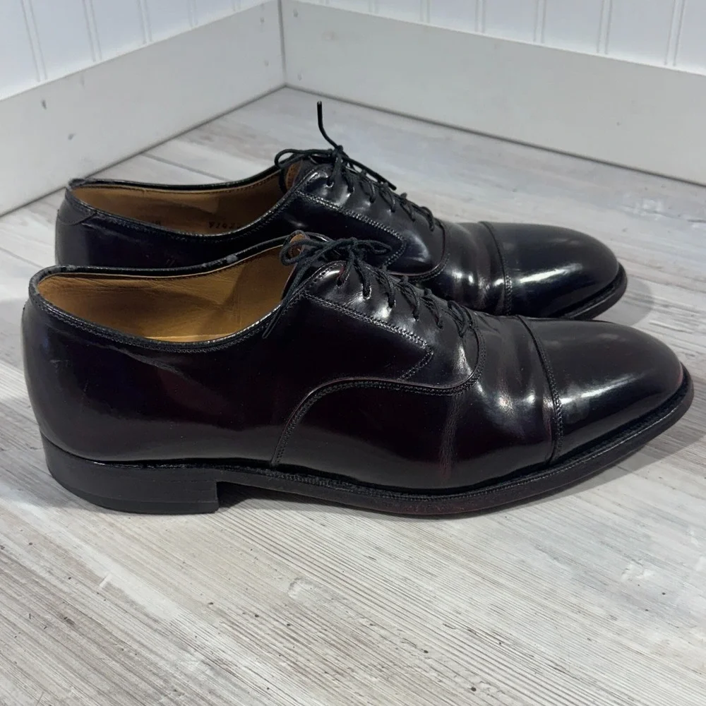 Johnston & Murphy MELTON Size 10 D Burgundy Leather Cap Toe Oxford Dress Shoes